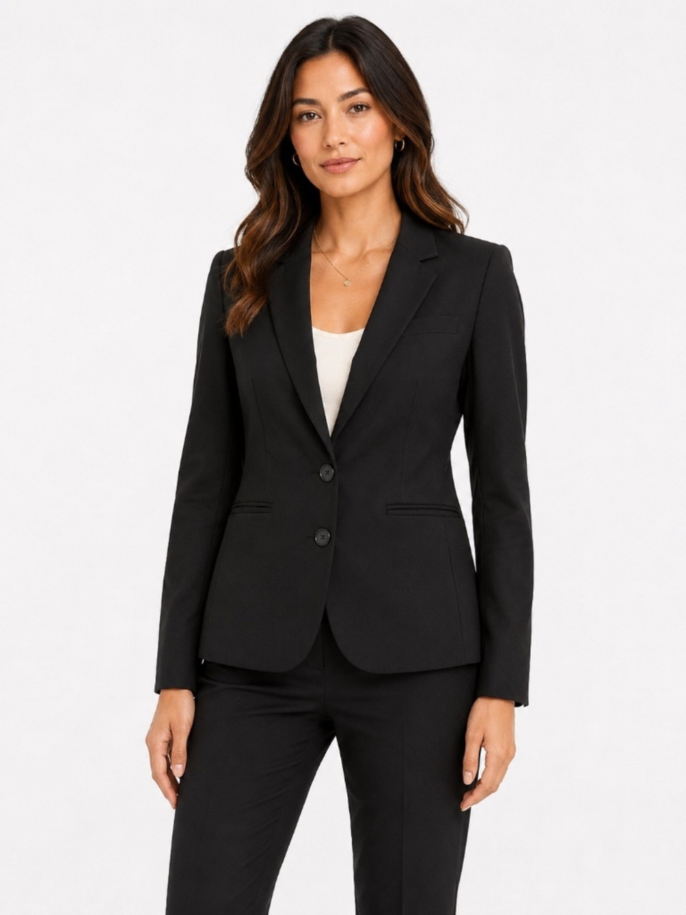 Banana Republic Black 98% Virgin Wool Two-Button Tailored Career Blazer 6